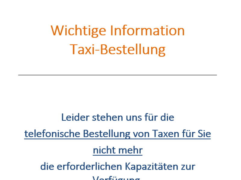 Taxi-Bestellung